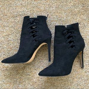 Aldo Suede Tuxedo Side Lace-Up Pointed Toe Boots 6M